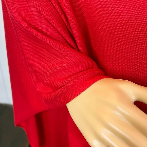 Allison Daley Red Sequin trimmed Cowl Neck Poncho XL Holiday Christmas Party - Picture 8 of 10